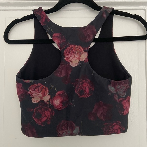 Red/Pink Roses and Black Reversible Racerback Workout Highneck Tank Size Small - Picture 2 of 4